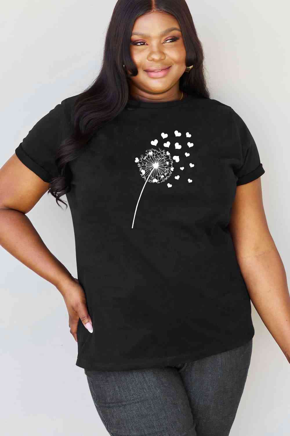 Simply Love Full Size Dandelion Heart Graphic Cotton T-Shirt