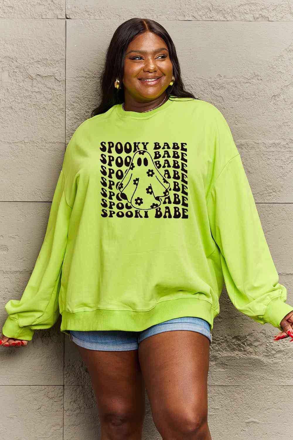 Simply Love Full Size SPOOKY BABE Graphic Sweatshirt