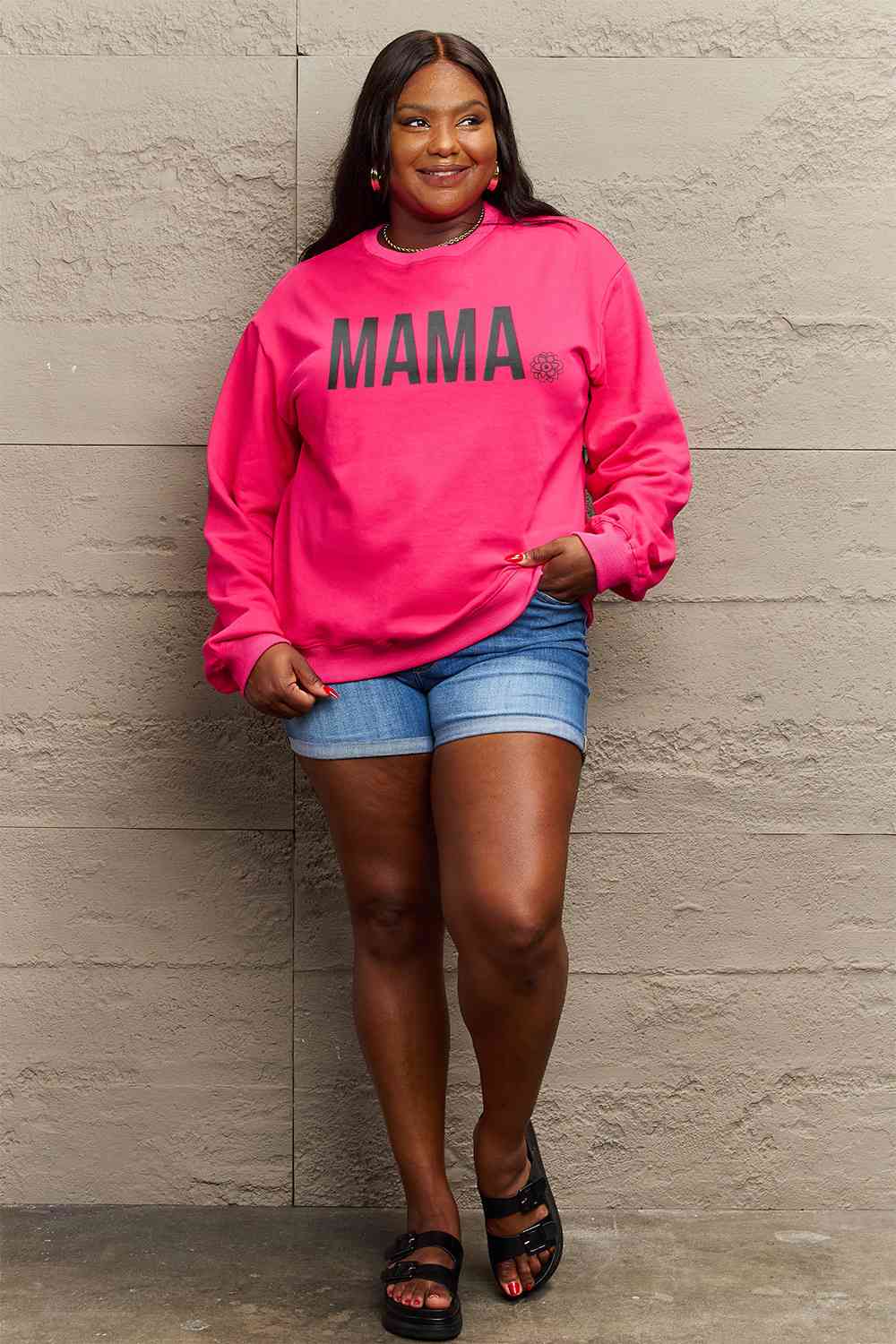Simply Love Full Size MAMA Graphic Long Sleeve Sweatshirt