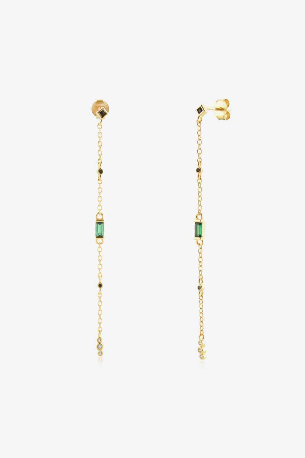 Inlaid Zircon 18K Gold-Plated Earrings