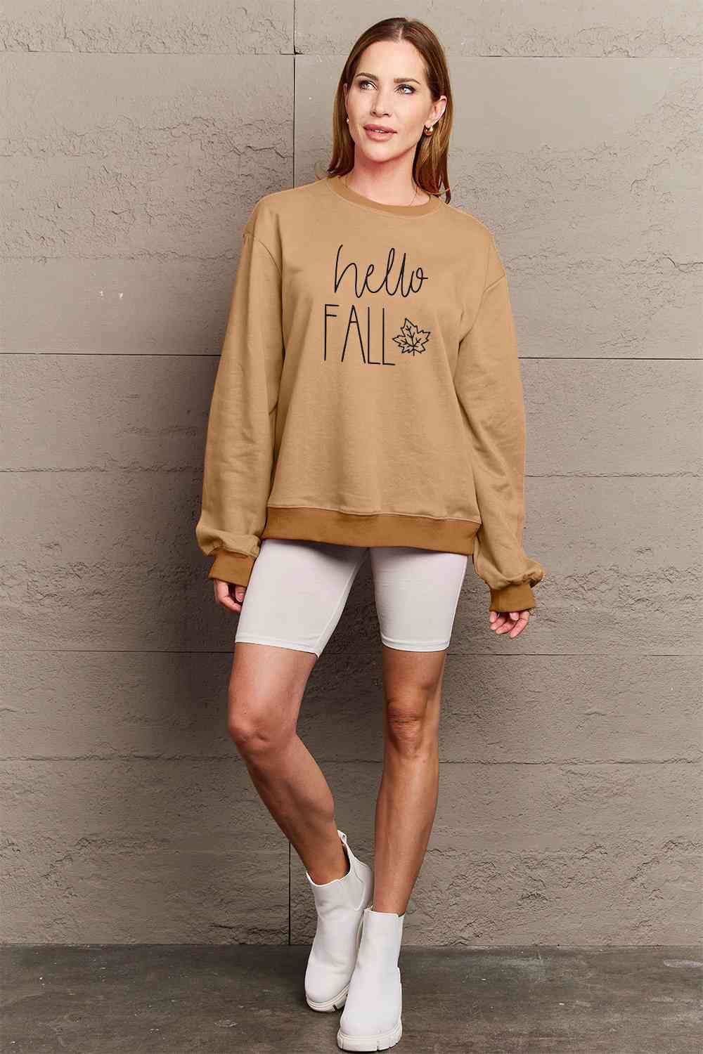 Simply Love Full Size HELLO FALL Graphic Sweatshirt