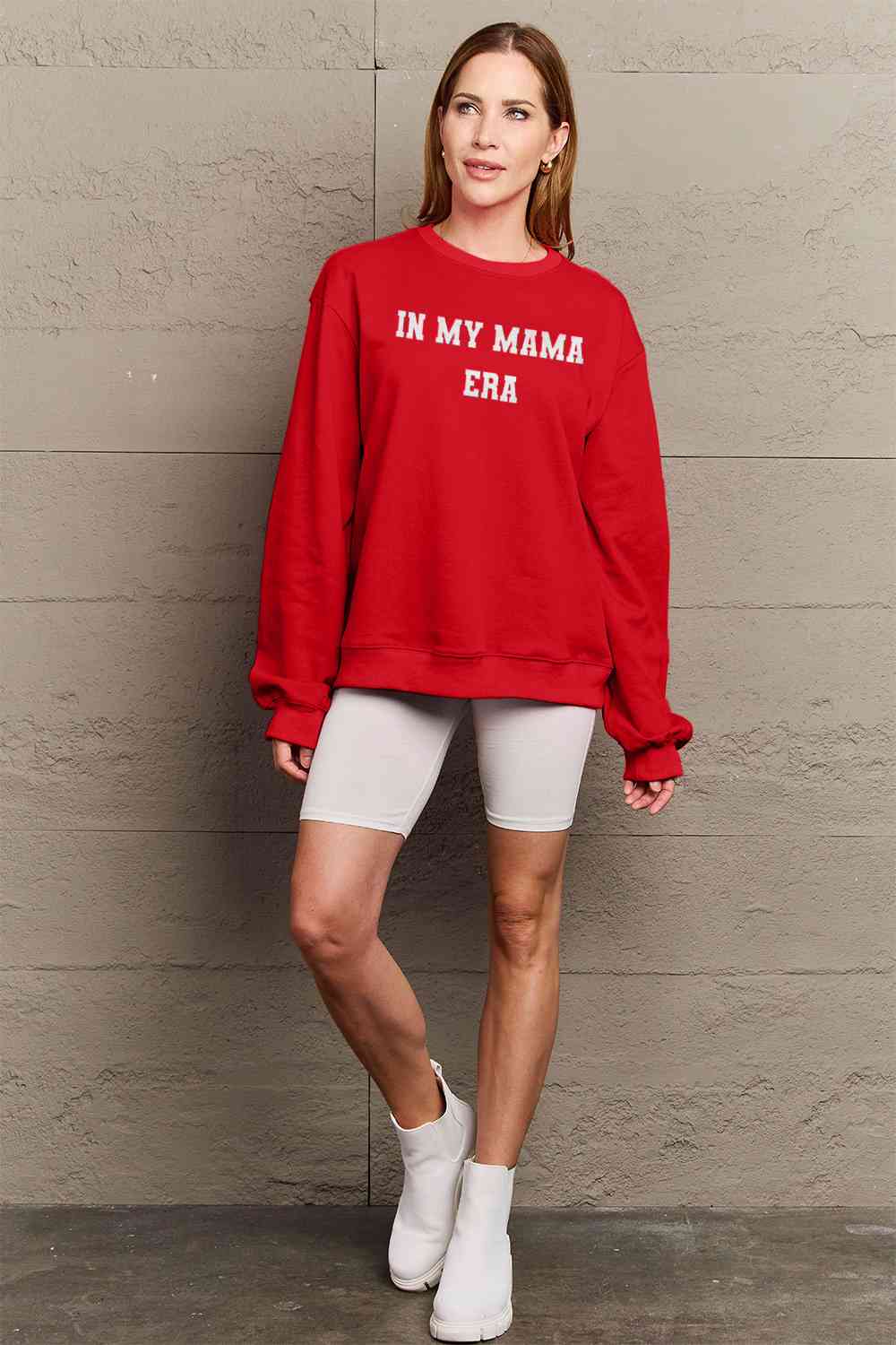 Simply Love Full Size IN MY MAMA EAR Graphic Sweatshirt
