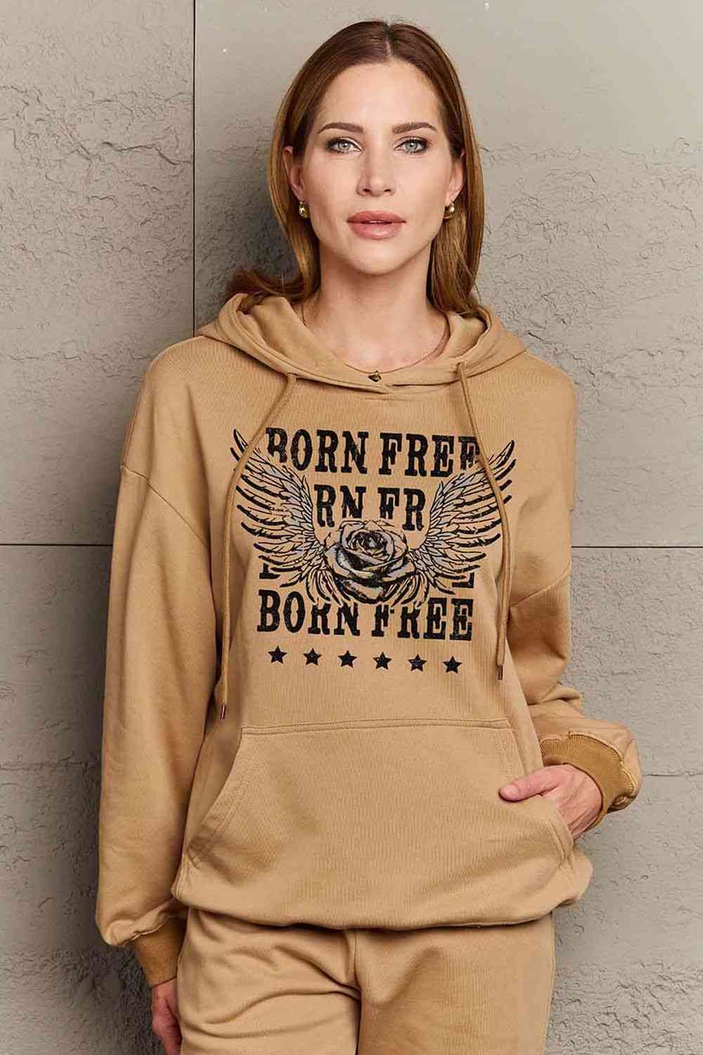 Simply Love Simply Love Full Size BORN FREE Graphic Hoodie