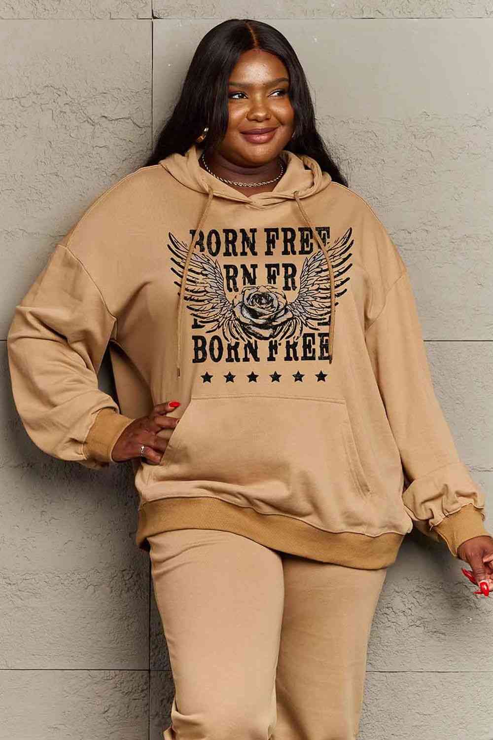 Simply Love Simply Love Full Size BORN FREE Graphic Hoodie
