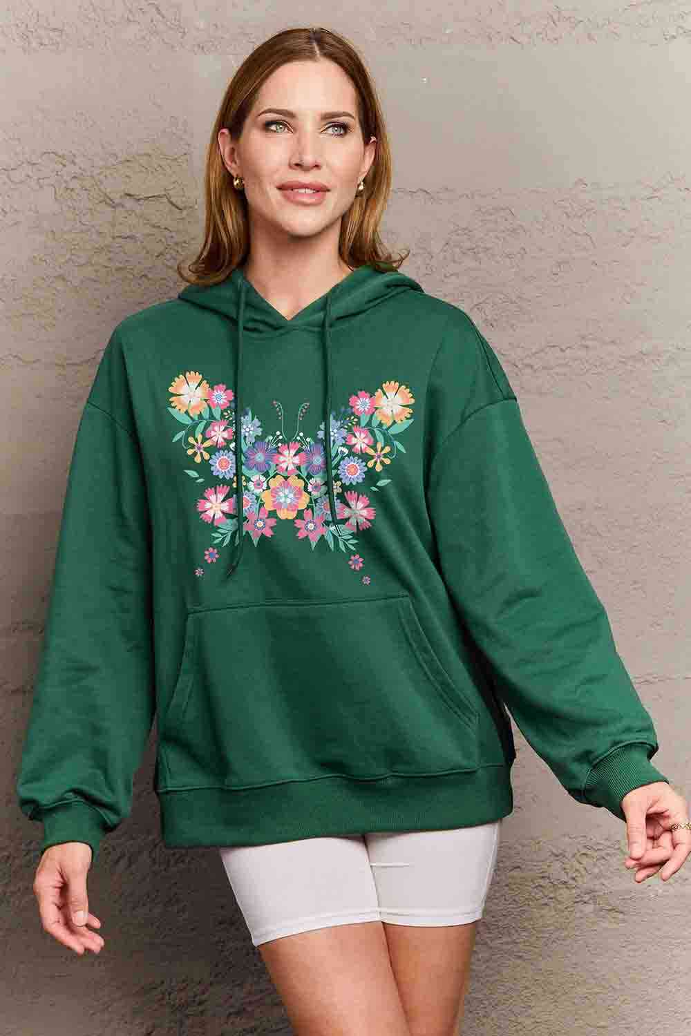 Simply Love Simply Love Full Size Floral Butterfly Graphic Hoodie